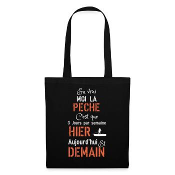 En vrai moi la pêche hier aujourd hui demain - Sac en tissu - noir - Devant