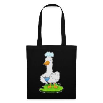 Ente Koch Schüssel Kochen - Stoffbeutel - Schwarz - Vorne