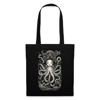 Vintage Octopus Japanese Tattoo Art Design - Sac en tissu - noir - Devant