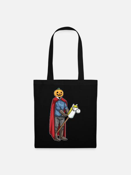 Jack O'Lantern Halloween Steckenpferd - Stoffbeutel - Schwarz