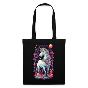 Pastell Einhorn Vaporwave Retro Stil Magie Design - Stoffbeutel - Schwarz - Vorne