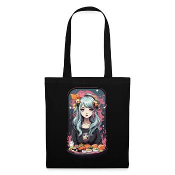 Anime Sushi Girl Kawaii Manga Japan Design - Stoffbeutel - Schwarz - Vorne