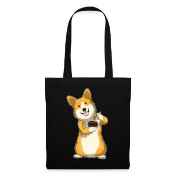 Corgi Kuchen - Stoffbeutel - Schwarz - Vorne