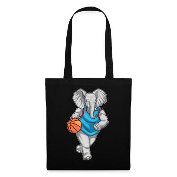 Elefant Basketballspieler Basketball - Stoffbeutel - Schwarz - Vorne