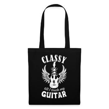 Classy till I touch my Guitar weiss - Stoffbeutel - Schwarz - Vorne
