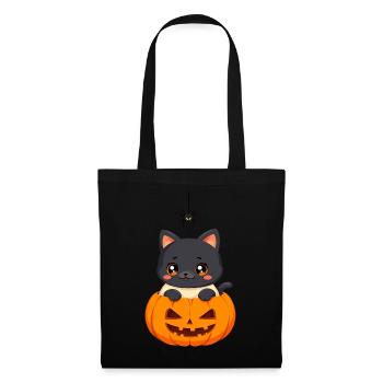 Halloween Cat with Halloween Pumpkin - Tote Bag - black - Front