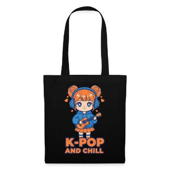 K-POP AND CHILL Cute Korean Kpop Music Anime Girl - Tote Bag - black - Front