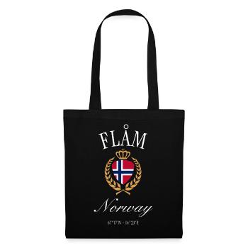 Flåm Norwegen Wappen Krone – Reise Souvenir - Stoffbeutel - Schwarz - Vorne