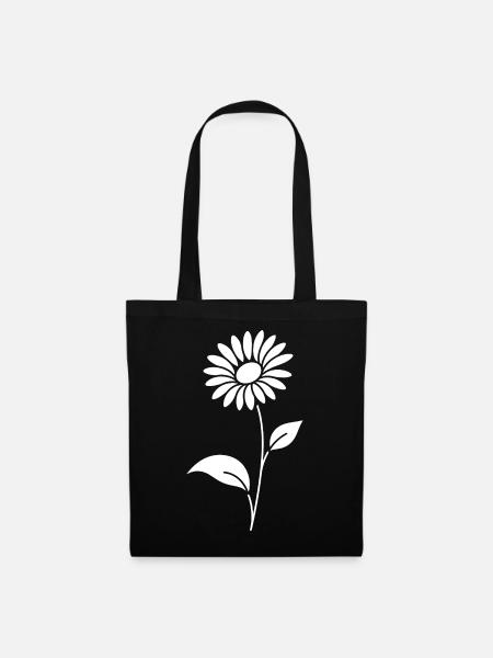 Abstrakte Blumen Silhouette Sommermotiv - Stoffbeutel - Schwarz