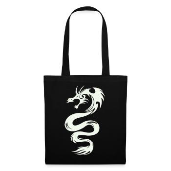Weißer Drachen Silhouette - Stoffbeutel - Schwarz - Vorne