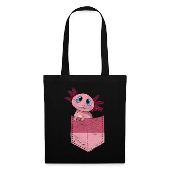 Salamandre Cadeau Mignon Poitrine Poche Axolotl - Sac en tissu - noir - Devant