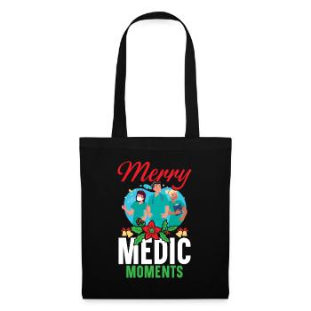 Merry Medic Moments Krankenschwester Weihnachten - Stoffbeutel - Schwarz - Vorne