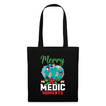 Merry Medic Moments Krankenschwester Weihnachten - Stoffbeutel - Schwarz - Vorne