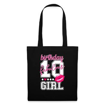 10. Geburtstag zehn Jahre Mädchen pink Prinzessin - Stoffbeutel - Schwarz - Vorne