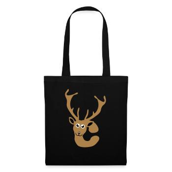 cerf lettre c animaux - Sac en tissu - noir - Devant