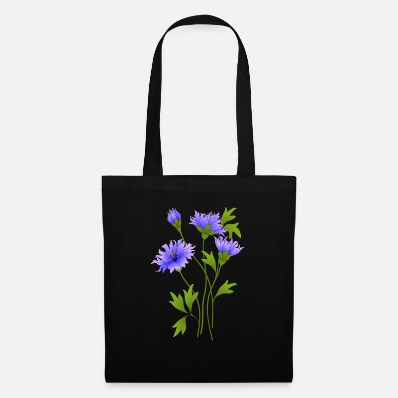 Blaue blumen - Stoffbeutel - Schwarz