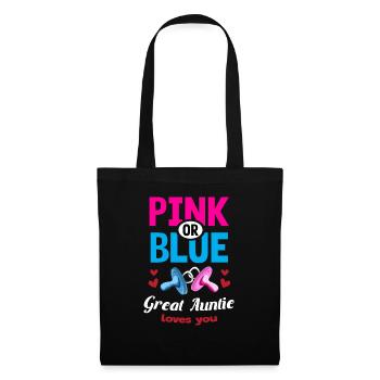 Pink or Blue Great Auntie Loves You Gender Reveal - Stoffbeutel - Schwarz - Vorne