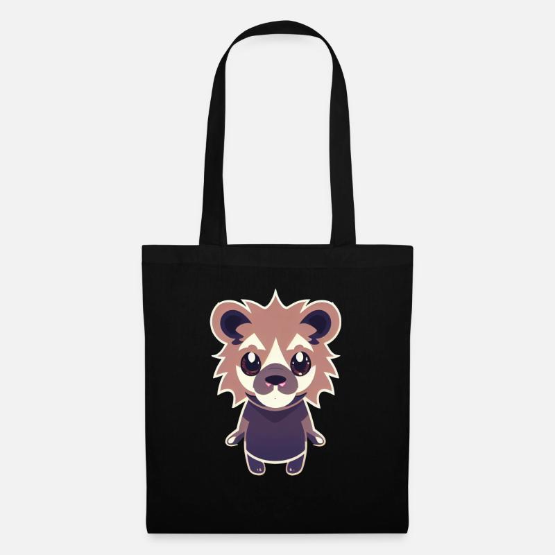 Süßer Löwe Chibi Kawaii Style - Stoffbeutel - Schwarz