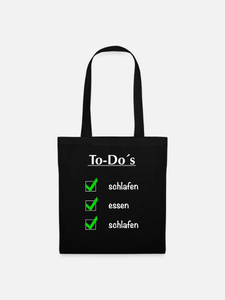 To-Do´s zum abhaken - Stoffbeutel - Schwarz