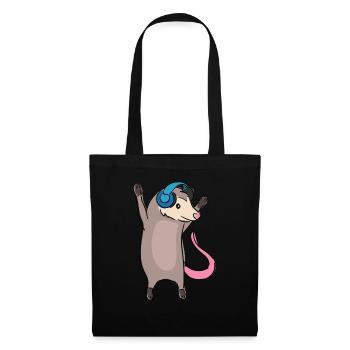 Opossum dansant, écoutant de la musique, animal - Sac en tissu - noir - Devant