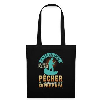 Pêcher drôle - pêcheur drôle - fete des pères - Sac en tissu - noir - Devant