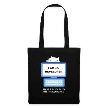 I am a developer - I make a click click - Stoffbeutel - Schwarz - Vorne