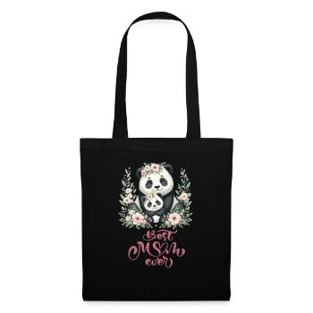 Best Mom Ever Panda Lover Floral Wreath I Mom - Stoffbeutel - Schwarz - Vorne