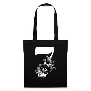 Numéro 7 floral noir -7e anniversaire floral - Sac en tissu - noir - Devant