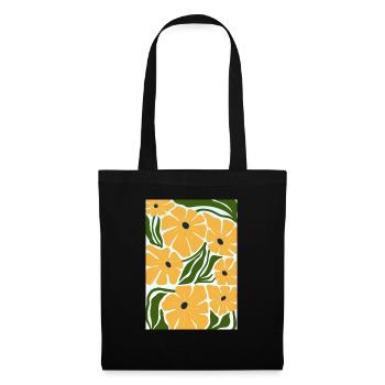 Butterblumen-Muster – Handgezeichnete florale Illu - Stoffbeutel - Schwarz - Vorne