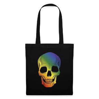 Crâne crâne Halloween coloré arc-en-ciel coloré - Sac en tissu - noir - Devant