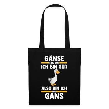 Gans Gänse - Stoffbeutel - Schwarz - Vorne