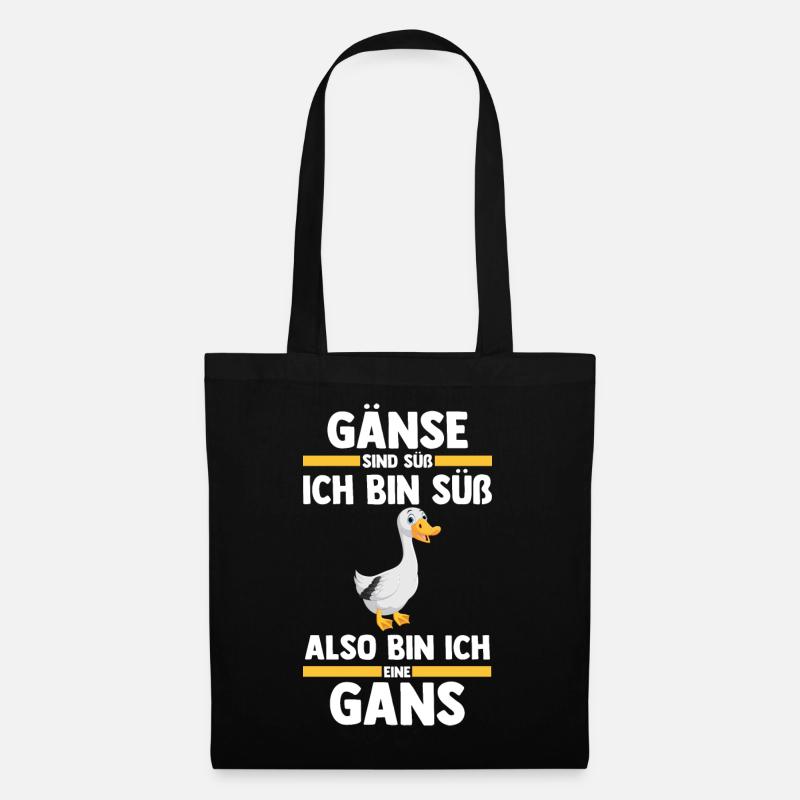 Gans Gänse - Stoffbeutel - Schwarz