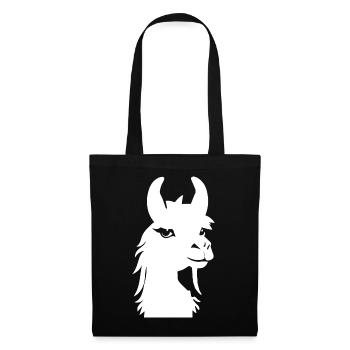 Lustige Lama-Silhouette Freche Spaß-Lamas - Stoffbeutel - Schwarz - Vorne