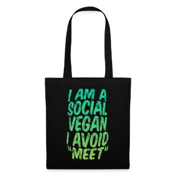 I Am A Social Vegan I Avoid Meet 3 - Tote Bag - black - Front