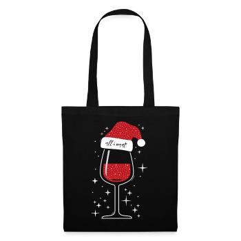 Chapeau de Noël verre à vin - Sac en tissu - noir - Devant