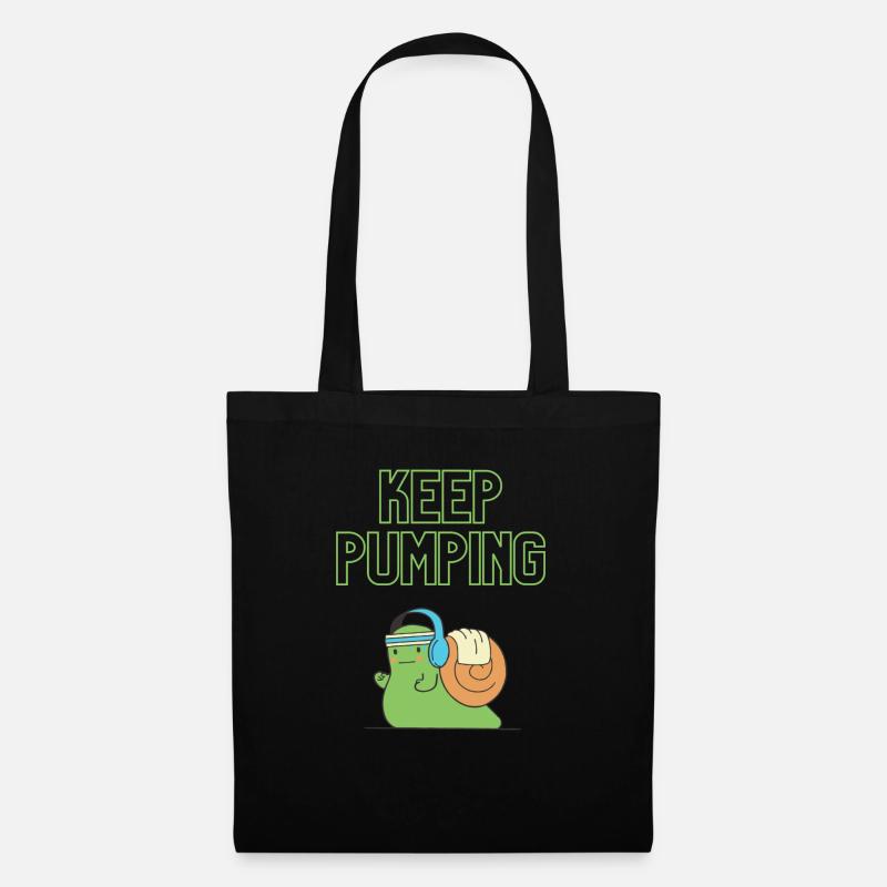 "Keep Pumping" - Schnecken-Design - Stoffbeutel - Schwarz