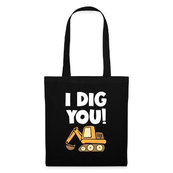 Je te creuse excavatrice - Sac en tissu - noir - Devant