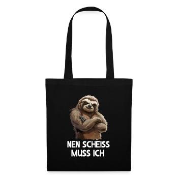 Faultier Sloth Wildnis Nen scheiss muss ich - Stoffbeutel - Schwarz - Vorne