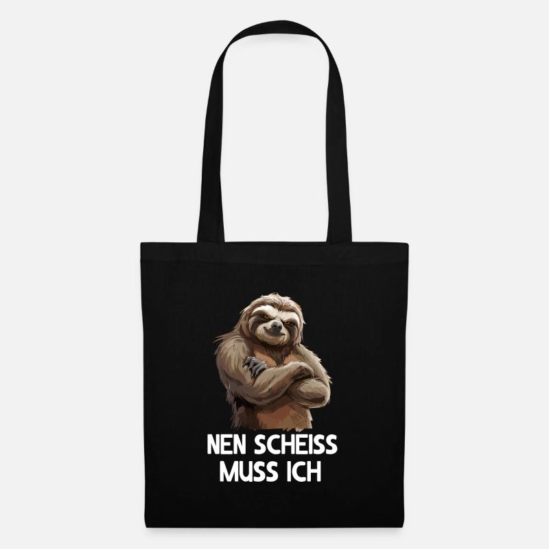 Faultier Sloth Wildnis Nen scheiss muss ich - Stoffbeutel - Schwarz