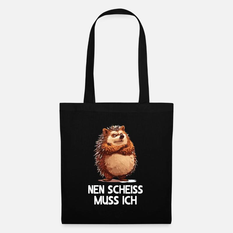 Igel Tier Wald Natur Nen scheiss muss ich - Stoffbeutel - Schwarz