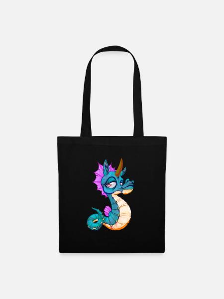Niedliches Seepferd Einhorn Seepferdchen Geschenk - Stoffbeutel - Schwarz
