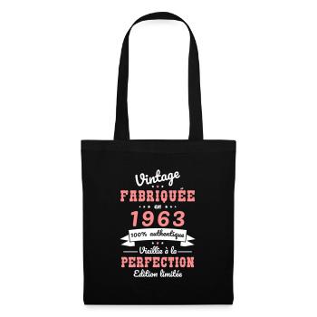 Anniversaire 60 ans - Vintage 1963 - Sac en tissu - noir - Devant