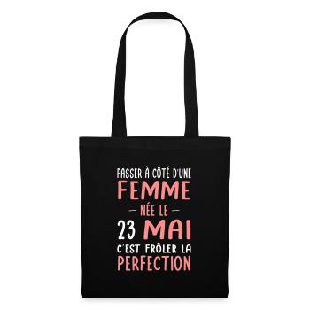 Anniversaire - Née le 23 Mai Frôler perfection - Sac en tissu - noir - Devant