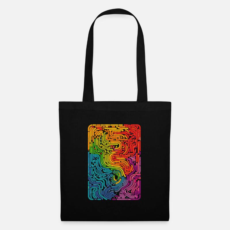 Cooles, surreales Regenbogen Retro Rohre Muster - Stoffbeutel - Schwarz