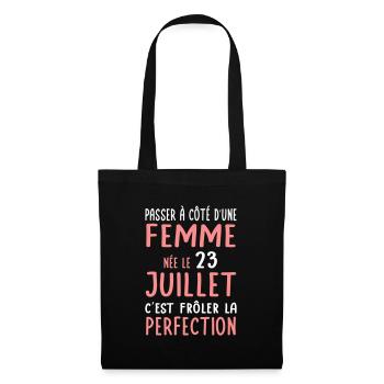 Anniversaire - Née le 23 Juillet Frôler perfection - Sac en tissu - noir - Devant