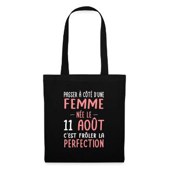 Anniversaire - Née le 11 Août Frôler perfection - Sac en tissu - noir - Devant