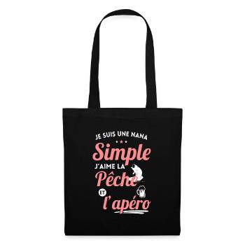 Je suis une nana simple j'aime la pêche et apéro - Sac en tissu - noir - Devant