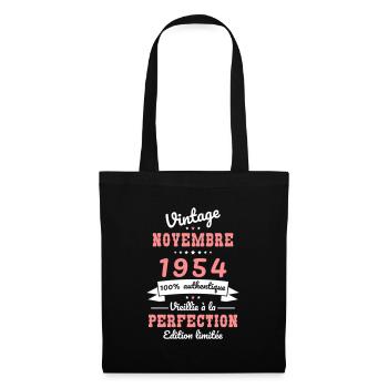 70th Birthday - Vintage - November 1954 - Tote Bag - black - Front