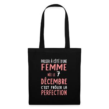 Anniversaire - Née le 7 Décembre Frôler perfection - Sac en tissu - noir - Devant