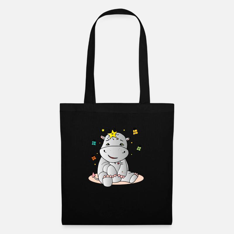 Birthday- Hippo - Stoffbeutel - Schwarz